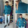 Elegant M Jodhpuri Suit by Modern Marwar featuring a luxury men's velvet coat in teal color