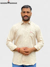 Default beige shirt in lycra fabric material, front view showcasing comfort and style