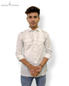 Modern Marwar men's casual shirt in white with button pockets and a stylish design