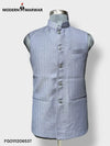 Modern Marwar Men's Ethnic Jacket in grey with a stylish collar and pockets