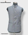 Modern Marwar Men's Ethnic Jacket in Grey with Traditional Buttons and Waist Pockets