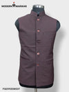 Men's ethnic jacket from Modern Marwar in dark brown with traditional buttons and a stylish collar