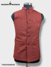 Rust-colored men's ethnic jacket from Modern Marwar featuring a traditional Nehru design and button closure
