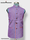 Modern Marwar men's ethnic jacket with vibrant striped pattern and classic collar design
