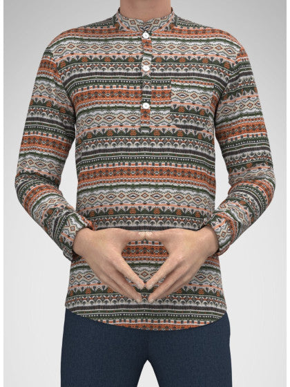 Modern Marwar Men's Short Kurta with Vibrant Pattern for Stylish Men's Ethnic Wear Kurtas