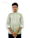 Modern Marwar men's printed shirt in light green with stylish floral patterns for casual wear