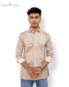 Men's blue patterned shirt by Modern Marwar with stylish design and buttoned pockets