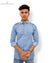 Men's blue patterned shirt by Modern Marwar featuring a stylish design and button details