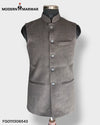 Modern Marwar Men's ethnic koti in brown with a mandarin collar and stylish button closure