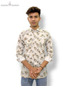 Modern Marwar men's floral print shirt in light colors with stylish design and two front pockets