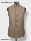 Men's Koti Vest by Modern Marwar in brown with a traditional design and button closure