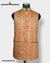 Stylish Modern Marwar men's velvet vest in vibrant orange with intricate patterns and a mandarin collar