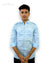 Men's blue dress shirt by Modern Marwar featuring a stylish design and pockets