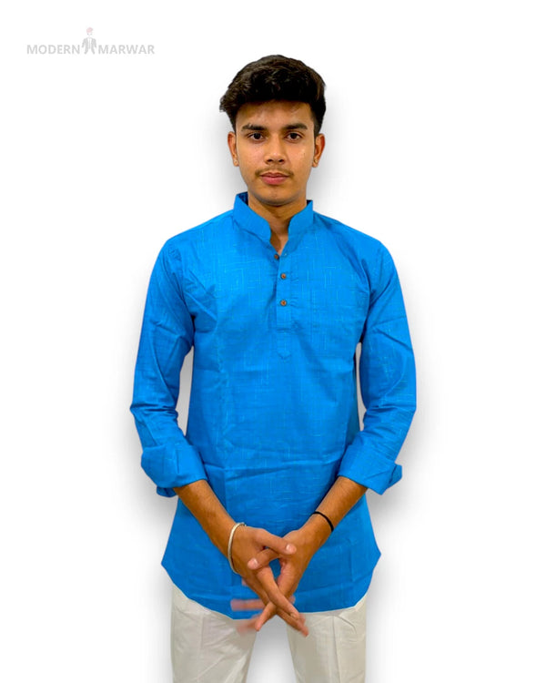 Stylish men's blue kurta by Modern Marwar with button detailing and a classic collar