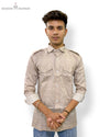 Modern Marwar men's casual shirt in brown with button-down collar and chest pockets
