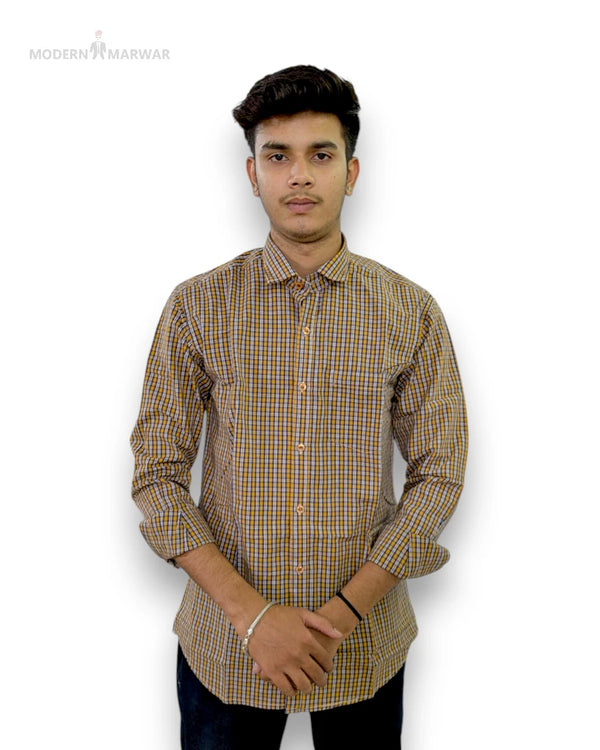 Modern Marwar men's casual shirt in a stylish plaid design for everyday wear
