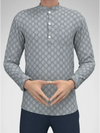 Stylish Modern Marwar men's designer kurta in grey with intricate patterns and a classic collar