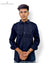 Modern Marwar Men's Formal Shirt in Dark Blue with Button-up Front and Chest Pockets