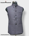 Modern Marwar Men's Koti Vest in Stylish Grey Fabric with Button Closure and Pockets