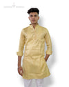 Men's long kurta in gold color with a stylish design from Modern Marwar, perfect for festive occasions