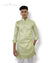 Stylish men's long kurta in light green with a traditional collar and full sleeves by Modern Marwar