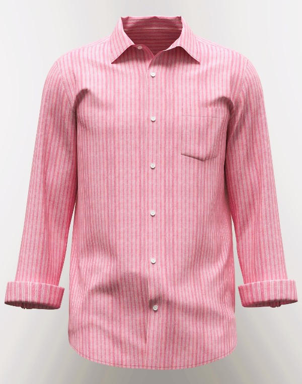 Modern Marwar men's pink striped shirt with long sleeves and a classic collar