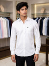 Men's white cotton shirt front view - stylish mens plain shirt by SINGH