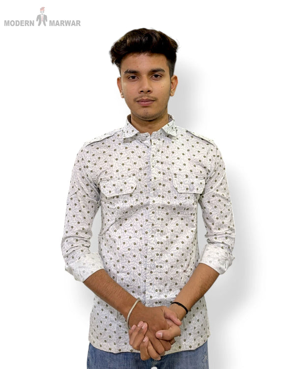 Mens printed casual shirt from Modern Marwar featuring a stylish pattern and button-up design