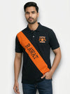 Men's Rawat Lobo T-shirts in Black Cotton with Orange Sash Detail for Casual Wear