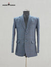 Modern Marwar men's tweed blazer in blue check pattern tailored for a stylish look