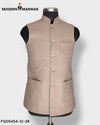 Modern Marwar Men's Velvet Koti in Beige with Button Closure and Pockets for Elegant Style