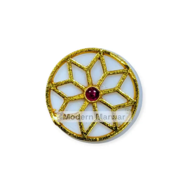 Elegant decorative button for sherwanis featuring a gold star design with a red gem center