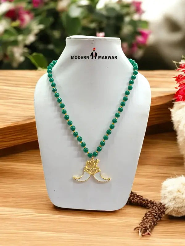 Modern Marwar colorful bead necklace with a gold pendant designed for stylish accessories