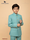 Stylish kids Jodhpuri suit in mint green by CHOTTE BANNA with elegant button details