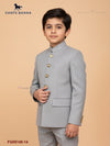 Stylish kids Jodhpuri suit in light grey with elegant buttons from CHOTTE BANNA for special occasions