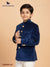 Elegant navy blue kids jodhpuri suit by Chotte Banna featuring gold buttons and a stylish collar