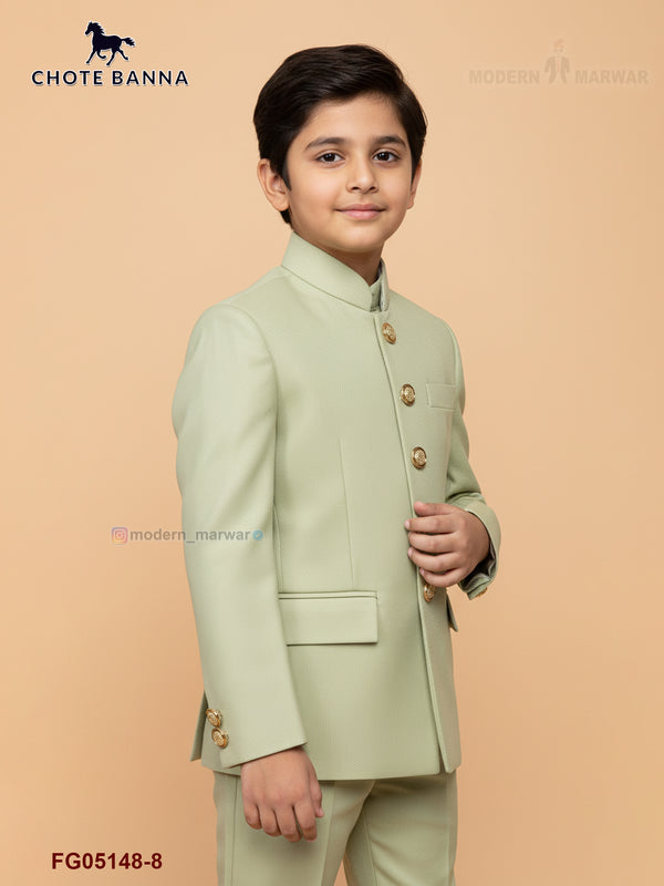 Stylish kids Jodhpuri suit in light green for special occasions by CHOTTE BANNA