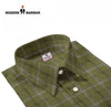 Modern Marwar men's checked shirts in olive green with a stylish foldable collar