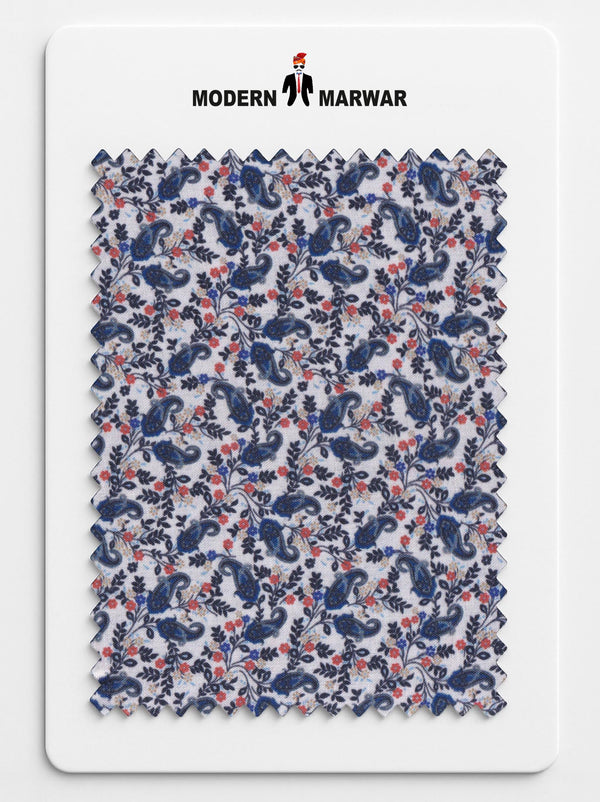 Men's ethnic printed fabric by Maruvesh in floral design, perfect for stylish shirting options