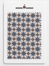MARUVESH men's ethnic printed fabric in a blue and brown geometric pattern swatch