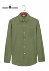 Modern Marwar men's wear olive green long-sleeve shirt with button-down collar and pocket