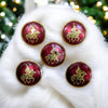 Set of five Modern Marwar polo logo buttons for clothing with gold horse design on a red background