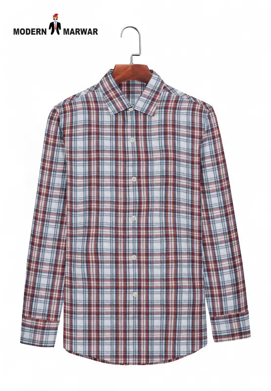 Modern Marwar Premium Check Shirts for Men in Red and Blue Checkered Pattern