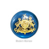 Luxury blue premium coat buttons featuring intricate gold design and a regal emblem