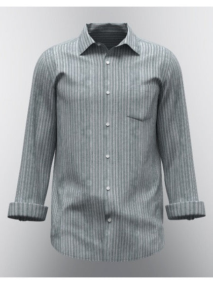 Modern Marwar premium men's striped shirt in gray with a classic collar and long sleeves