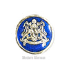 Royal metal buttons with a blue enamel finish featuring a lion crest design from Modern Marwar