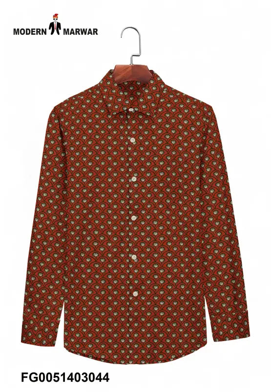 Modern Marwar Sanganeri print shirts in rich red with intricate patterns for a stylish look