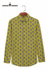 Sanganeri printed shirt in vibrant yellow with colorful patterns from Modern Marwar