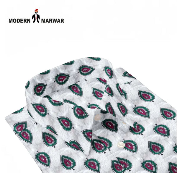 Sanganeri printed shirts by Modern Marwar with vibrant paisley patterns and a stylish collar