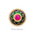 Traditional Indian button with intricate floral design and colorful gemstone embellishments